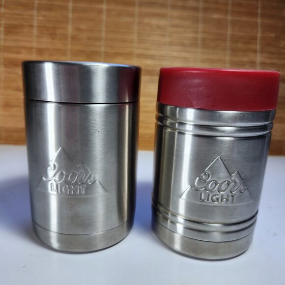 Coors Light Silver Bullet Beer Can Koozie Bottle Coozie Stainless Steel Red (2) - Picture 5 of 9